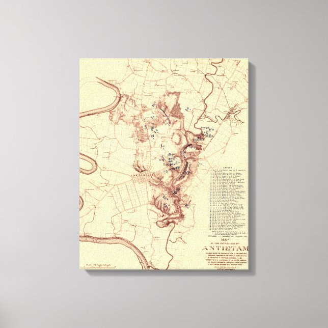Toile Bataille d'Antietam - Guerre civile Carte panorami (Recto)