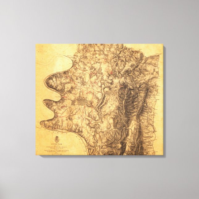 Toile Bataille d'Antietam - Guerre civile Carte panorami (Recto)