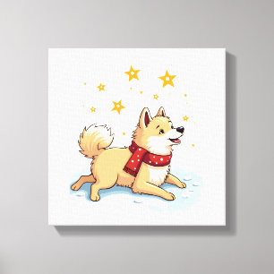 Toile Bataille de boules de neige d'Akita