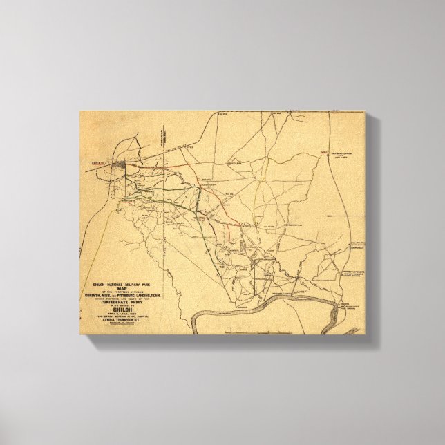 Toile Bataille de Shiloh - Guerre civile Carte panoramiq (Recto)