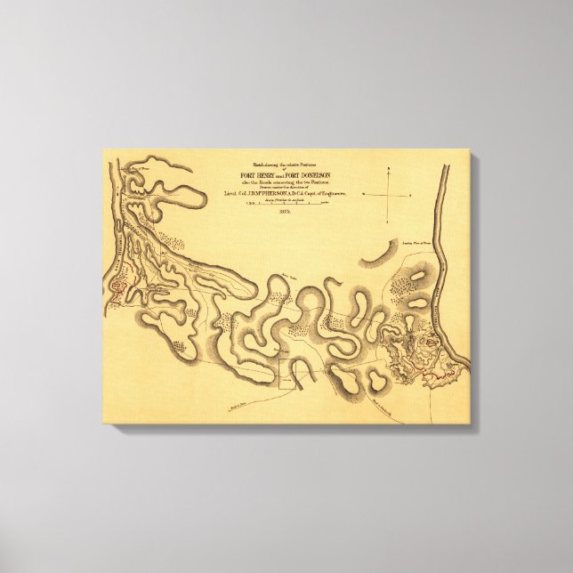 Toile Bataille du fort Henry - Guerre civile Carte panor (Recto)