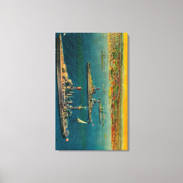 Toile Bataillons américains ancrés à Long Beach (Recto)