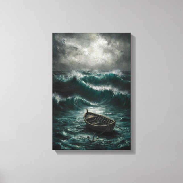 Toile Bateau abandonné dans Stormy Waters Ocean Art (Recto)