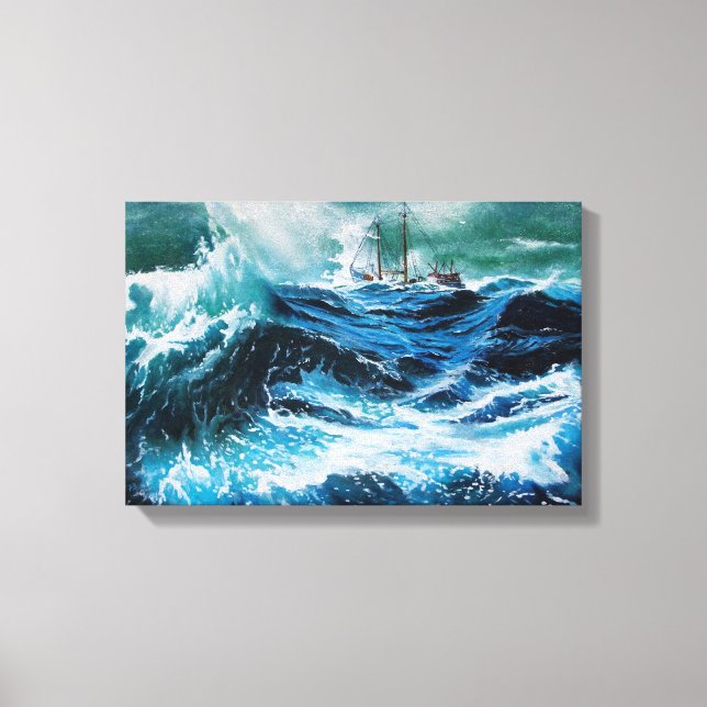 Toile Bateau dans la mer dans la tempête (Recto)