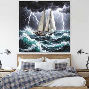 Toile Bateau dans la tempête_Toile Premium encadrée