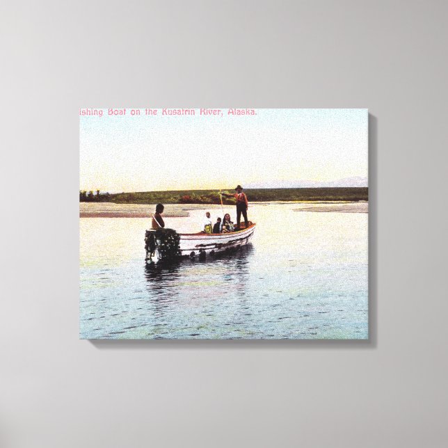 Toile Bateau de pêche Eskimo sur la rivière (Recto)