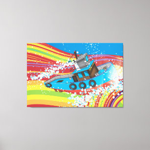 Toile Bateau de pêche orageux