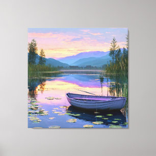 Toile Bateau et lac