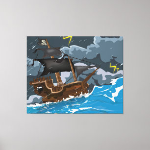 Toile Bateau pirate dans la tempête