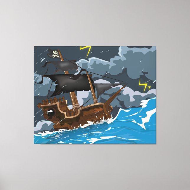 Toile Bateau pirate dans la tempête (Recto)