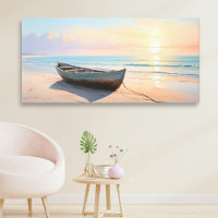 Bateau sur un rivage calme, élégant art de plage c
