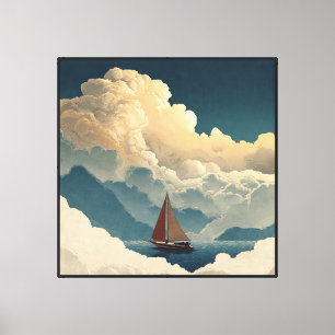 Toile Bateau surréaliste naviguant à travers une œuvre d
