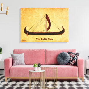 Toile Bateau viking à voile rouge
