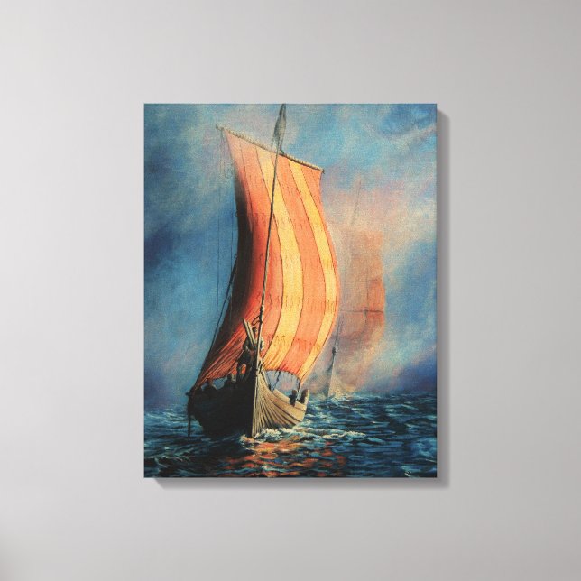 Toile Bateau virevoltant sur mer/océan dans brouillard b (Recto)