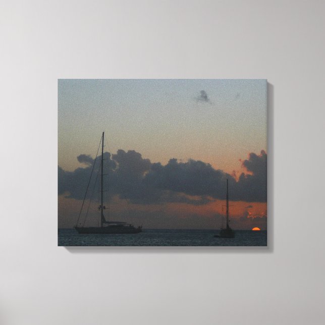 Toile Bateaux à voile dans Sunset Tropical Seascape (Recto)