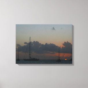Toile Bateaux à voile dans Sunset Tropical Seascape
