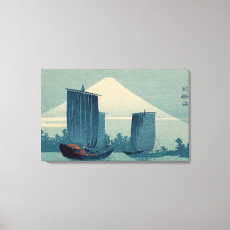 Toile Bateaux à voile et Mont Fuji - Uehara Konen