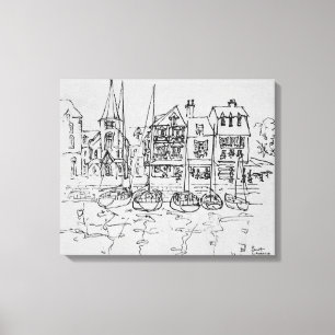 Toile Bateaux dans le port de Honfleur Normandie, Fran