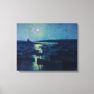 Toile Bateaux de pêche au clair de lune (Camaret, France