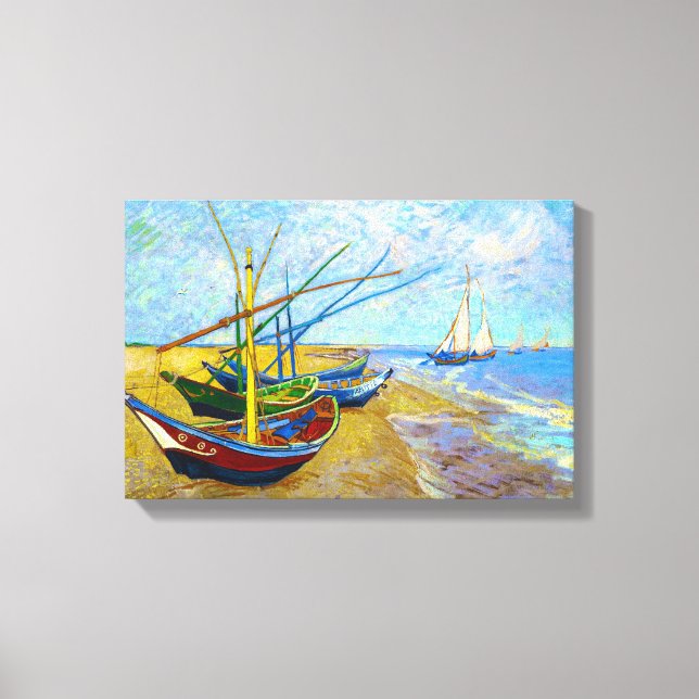 Toile Bateaux de pêche sur la plage par Vincent Van Gogh (Recto)