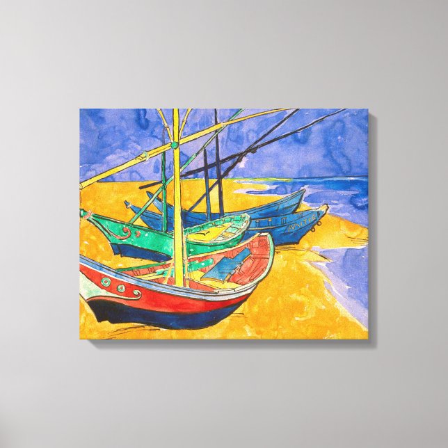 Toile Bateaux de Van Gogh Impressionnisme Plage (Recto)