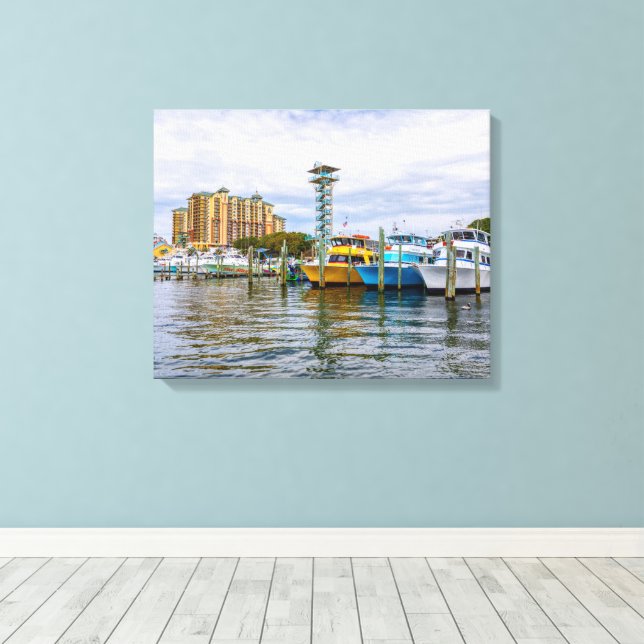 Toile Bateaux stationnés Destin Florida Harbour Canvas (Insitu (Plancher de Bois))