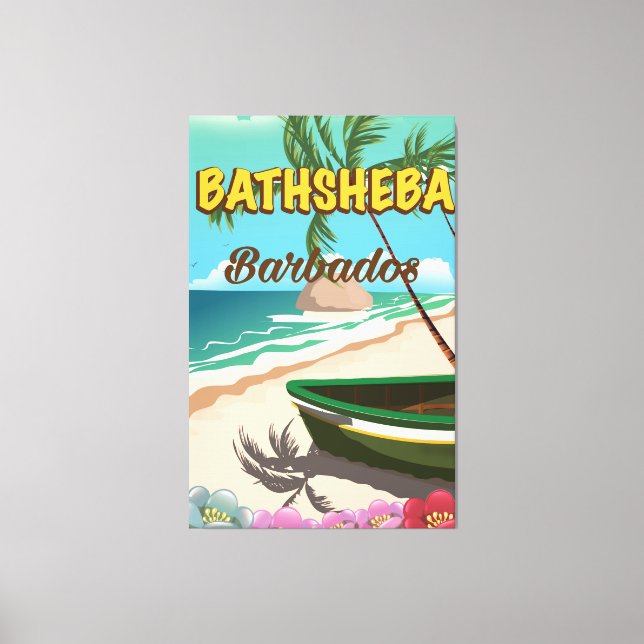 Toile Bathsheba Beach Barbade affiche des vacances (Recto)