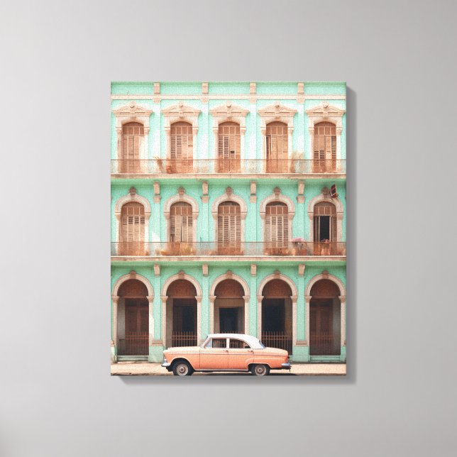 Toile Bâtiment de menthe voiture Havana Cuba (Recto)