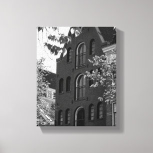 Toile Bâtiment historique noir et blanc à Amsterdam