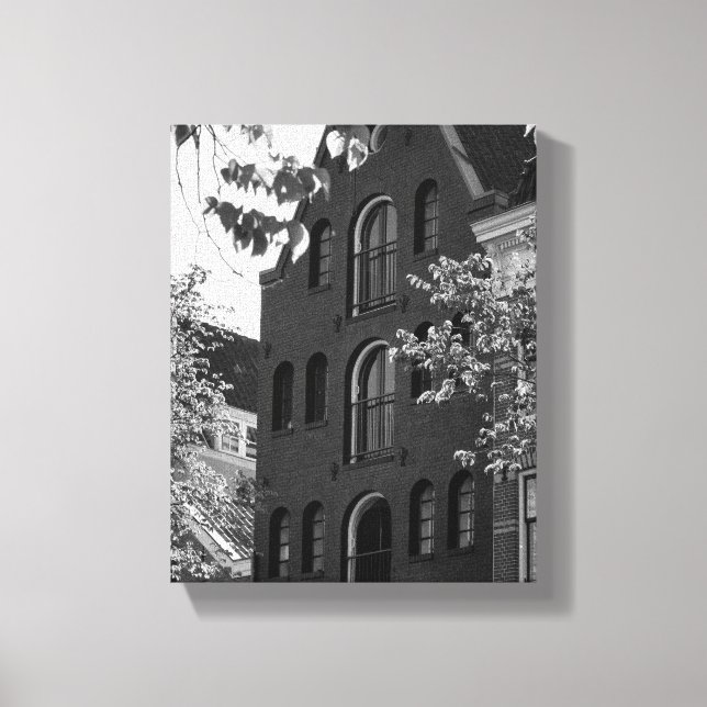 Toile Bâtiment historique noir et blanc à Amsterdam (Recto)