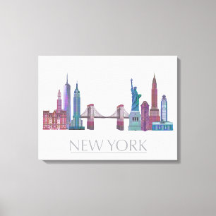Toile Bâtiments colorés par horizon de New York