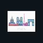 Toile Bâtiments couleur Paris Skyline<br><div class="desc">Bâtiments couleur Paris Skyline par Fab Funky. Vous y découvrirez des monuments célèbres de Paris dans les tons de bijoux.</div>