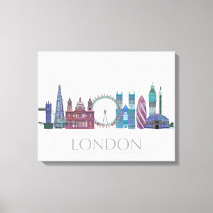 Toile Bâtiments couleur Skyline de Londres