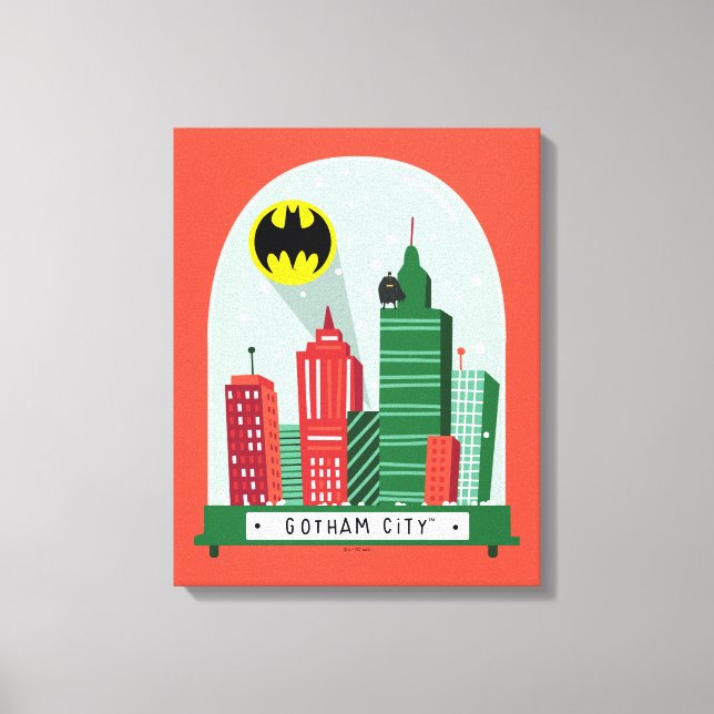 Toile Batman Gotham City™ - Graphique du Globe des neige (Recto)