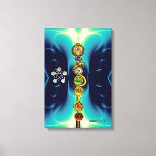 TOILE BÂTON D'ASCLEPIUS 7 CHAKRAS, YOGA, ÉNERGIE SPIRITU