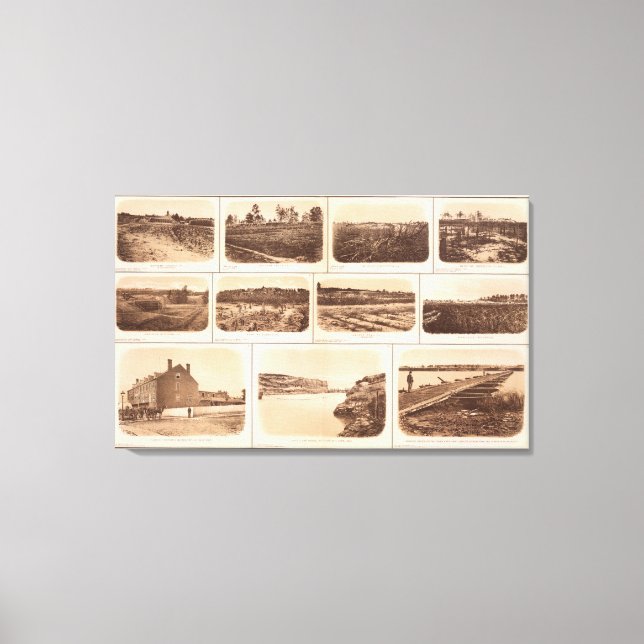 Toile Batteries, redoutes, construction, canal, pont (Recto)