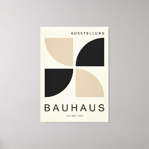 Toile Bauhaus Beige Noir Géométrique Quart de Cercle