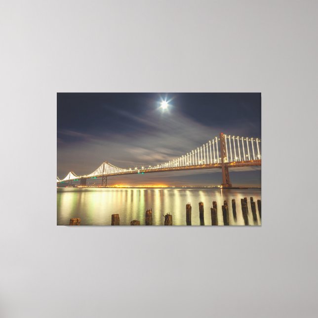 Toile Bay Bridge la nuit avec la lune (Recto)