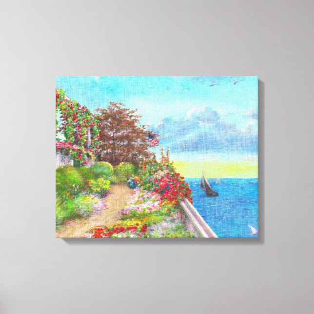 Toile Beach House Garden avec voilier (Recto)