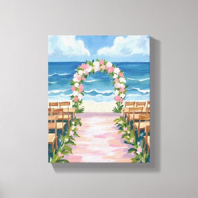 Toile Beach Wedding Aisle Floral Watercolor (Recto)