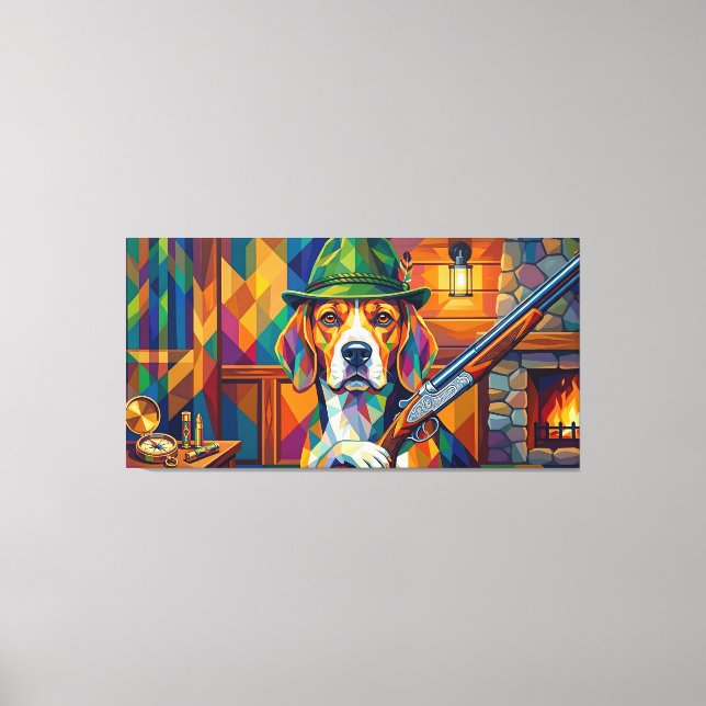 Toile Beagle Chasseur Pop Art – Chien de Chasse Moderne (Recto)