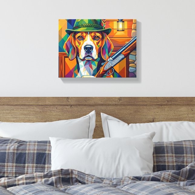 Toile Beagle chasseur Pop Art – Chien de chasse moderne (Insitu(Chambre))