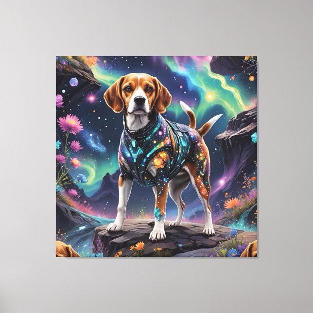 Toile "Beagle galactique: Course cosmique" (Recto)