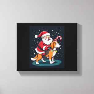 Toile Beagle Xmas Éclairage Père Noël équitation Beagle