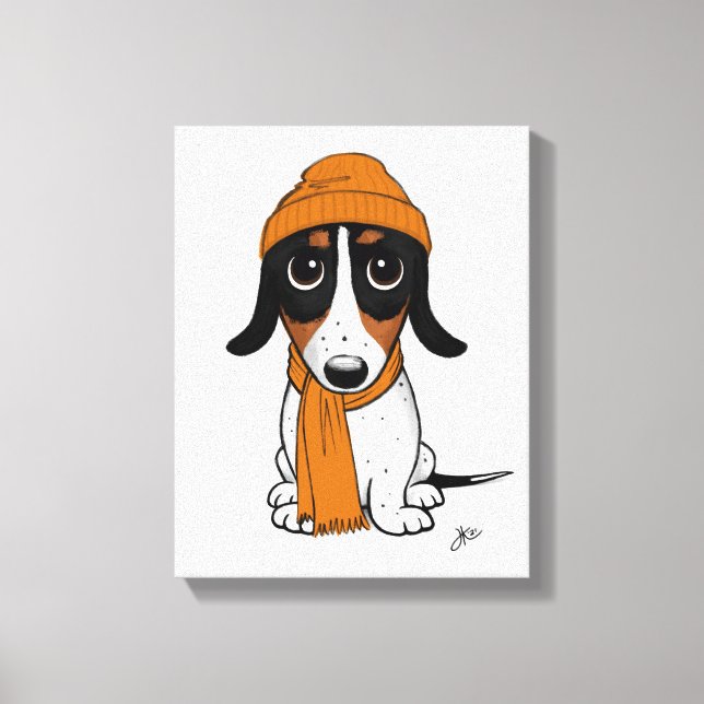 Toile Beanie Dog | Cute Piebald Dachshund (Recto)