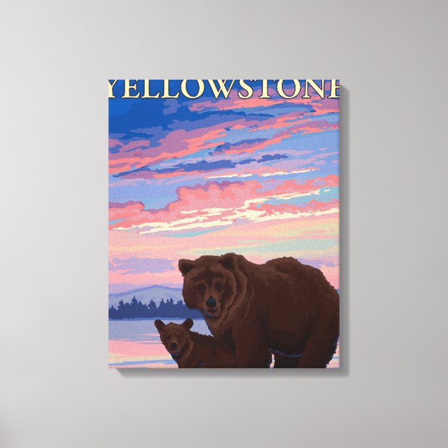 Toile Bear and Cub - Parc national de Yellowstone (Recto)
