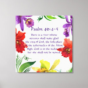 Toile Beau arc-en-ciel fleuri Art : Psaume 46:4-5