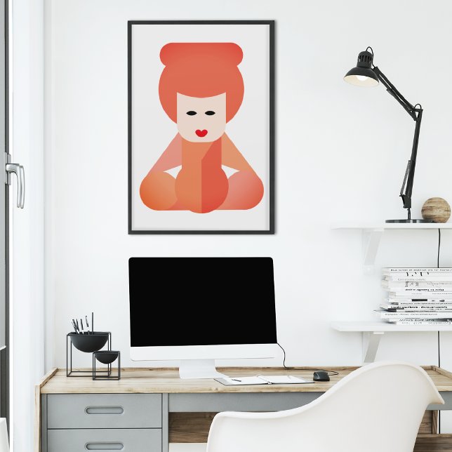 Toile Beau art de filles chinoises (art print frame hanged by a modern desk)
