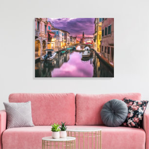 Toile Beau Canal avec Bâtiments & Bateaux