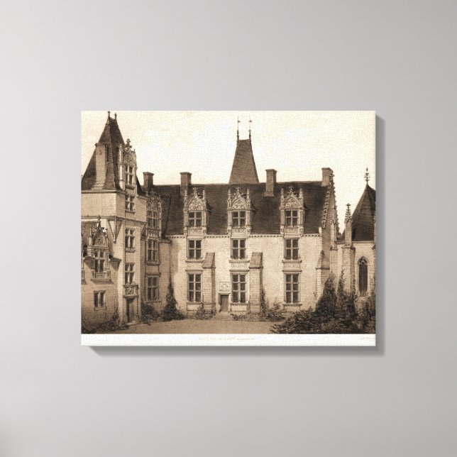 Toile Beau Château français à Sepia Tones (Recto)
